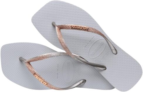 صنادل نسائية مربعة لامعة من Havaianas باللون الرمادي in Kuwait