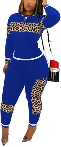 THLAI ملابس نسائية كاجوال مكونة من قطعتين ملابس رياضية قصيرة بطبعة الفهد ومجموعات ألوان in Kuwait