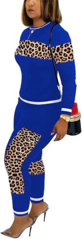 THLAI ملابس نسائية كاجوال مكونة من قطعتين ملابس رياضية قصيرة بطبعة الفهد ومجموعات ألوان in Kuwait