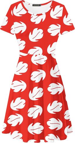 Deerose Halloween Costume Print Dresses Women Summer Short Sleeve Dresses Casual Tunic Dress in Saudi Arabia