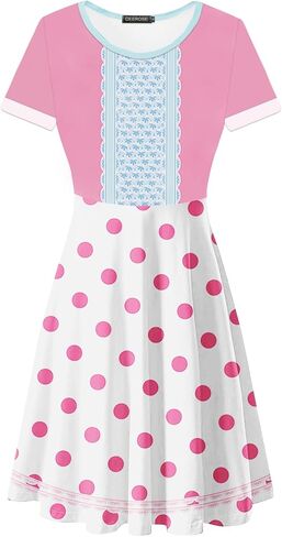 Deerose Halloween Costume Print Dresses Women Summer Short Sleeve Dresses Casual Tunic Dress in Saudi Arabia