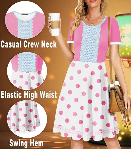 Deerose Halloween Costume Print Dresses Women Summer Short Sleeve Dresses Casual Tunic Dress in Saudi Arabia
