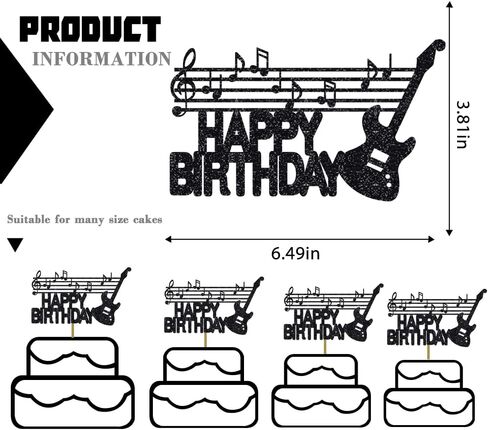 Guitar happy birthday cake topper， Music, Treble Clef, Musician, Band Party, Musical Instrument, Birthday Cake Topper in Kuwait