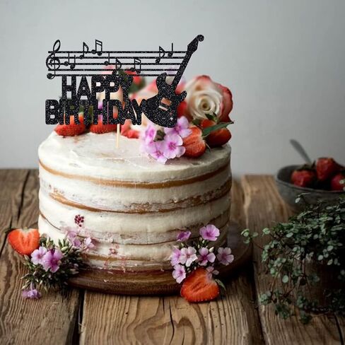 Guitar happy birthday cake topper， Music, Treble Clef, Musician, Band Party, Musical Instrument, Birthday Cake Topper in Kuwait