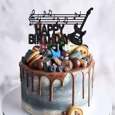 Guitar happy birthday cake topper， Music, Treble Clef, Musician, Band Party, Musical Instrument, Birthday Cake Topper in Kuwait