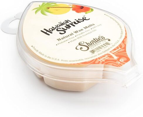 شركة Shortie's Candle Company Hawaiian Sunrise ذوبان شمع الصويا الطبيعي - 1 معطرة للغاية 3 أونصة. قالب - مصنوع من زيوت الصويا والعطور الأساسية بنسبة 100% - خالي من الفثالات والبارافين، نباتي وغير سام in Kuwait