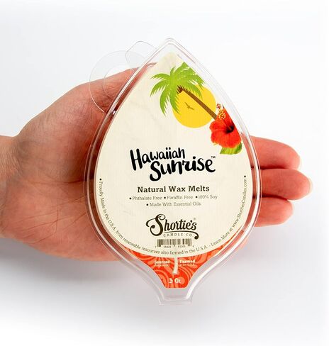 شركة Shortie's Candle Company Hawaiian Sunrise ذوبان شمع الصويا الطبيعي - 1 معطرة للغاية 3 أونصة. قالب - مصنوع من زيوت الصويا والعطور الأساسية بنسبة 100% - خالي من الفثالات والبارافين، نباتي وغير سام in Kuwait