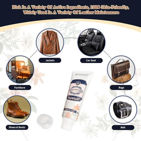 منظف ​​وبلسم الجلود، 2 في 1 (4 أونصة)، مكيف جلد طبيعي بالكامل للأثاث، هدية للأريكة والأحذية والمحافظ ومقعد السيارة. تنظيف واستعادة حالة الجلد. جعل الجلود أفضل (1 قطعة) in Kuwait