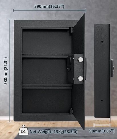 Wall Safe,Hidden Wall Safe,Hidden Eletronic in Wall Safes between the Studs,Wall Mount Safe,H22.8",W15.4",Black in Kuwait
