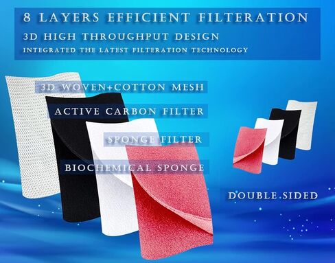 قطع فائق الكفاءة ليناسب وسادات الفلتر المكونة من 8 طبقات مقاس 20 × 16 بوصة لمرشح حوض السمك وإكسسوارات خزان الأسماك مرشح إسفنجي - خيط فلتر لمرشحات خزان الأسماك والوسائط والبركة (أحمر) in Kuwait