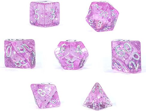 Gate Keeper Games & Dice: Mighty Tiny Dice: Orchid Buds - 7 pc - RPG Dice Set, Holographic Glitter, 12mm Resin Dice, Holographic Style Layered Dice in Saudi Arabia
