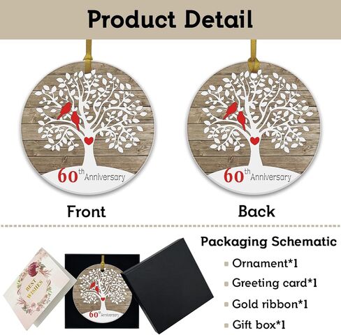 REWIDPARTY 1st Wedding Anniversary Ceramic Ornament Gifts Married Gifts Decoration for Couples 1 Year as Mr & Mrs Anniversary Keepsake 3" Heart Ceramic Ornament with Gold Ribbon & Gift Box in Saudi Arabia
