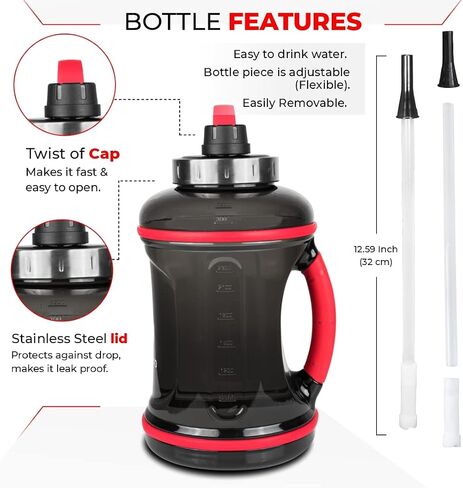 DR.HYDRO 1 Gallon Water Bottle with Straw - Large Water Bottle | BPA free Sports Water bottle | Big Water Bottle with Silicone Handle | Leak Proof Gym Water Jug Lid For Fitness Gym Goals in Saudi Arabia