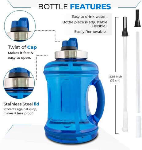 DR.HYDRO 1 Gallon Water Bottle with Straw - Large Water Bottle | BPA free Sports Water bottle | Big Water Bottle with Silicone Handle | Leak Proof Gym Water Jug Lid For Fitness Gym Goals in Saudi Arabia