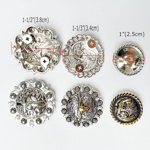 الحصان تك العتيقة محفورة التوت Conchos المسمار الخلفي الصليب شارات قرون طويلة توجيه الجلود الحرفية Bukle 12 قطعة مختلطة in Kuwait