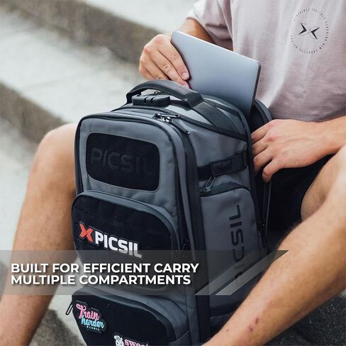 PICSIL Maverick 40L Tactical Backpack, Waterproof Military Backpack with Thermal Pocket, USB Charging Port, Laptop Compartment, Security Locking Device (Black) in Kuwait