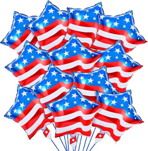 Blue Red White Star Foil Balloons Decorations, FEBSNOW 30Pcs 18 inch 4th of July Balloons for Independence Day Patriotic Party Memorial Day Birthday Decorations Supplier in Kuwait