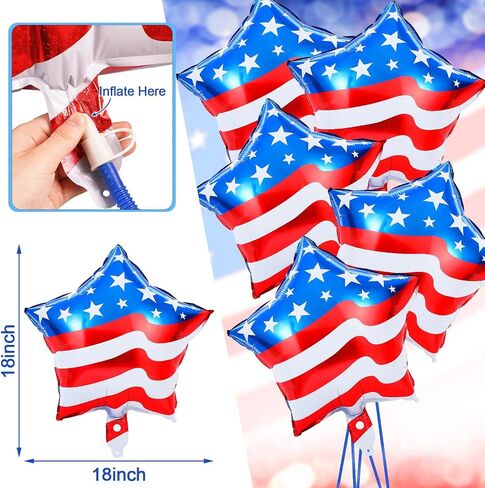 Blue Red White Star Foil Balloons Decorations, FEBSNOW 30Pcs 18 inch 4th of July Balloons for Independence Day Patriotic Party Memorial Day Birthday Decorations Supplier in Kuwait