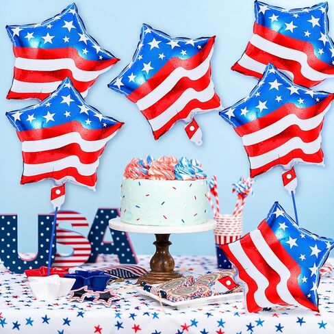 Blue Red White Star Foil Balloons Decorations, FEBSNOW 30Pcs 18 inch 4th of July Balloons for Independence Day Patriotic Party Memorial Day Birthday Decorations Supplier in Kuwait