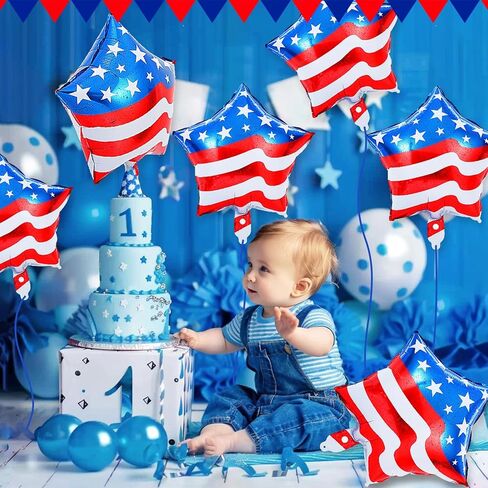 Blue Red White Star Foil Balloons Decorations, FEBSNOW 30Pcs 18 inch 4th of July Balloons for Independence Day Patriotic Party Memorial Day Birthday Decorations Supplier in Kuwait
