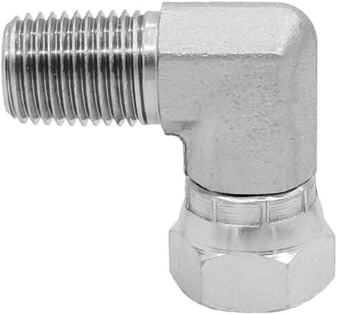 (2-PACK) 1501-04-04 Hydraulic Hose Adapter Fitting 1/4" Male (1/4"-18NPTF) × 1/4" Female (1/4"-18NPSM) Swivel 90° Elbow SAE Pipe Joints Tube Connector Carbon Steel in Saudi Arabia