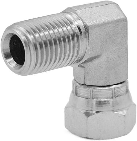 (2-PACK) 1501-04-04 Hydraulic Hose Adapter Fitting 1/4" Male (1/4"-18NPTF) × 1/4" Female (1/4"-18NPSM) Swivel 90° Elbow SAE Pipe Joints Tube Connector Carbon Steel in Saudi Arabia