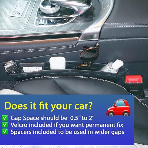 Car Seat Gap Filler, Side Insert Multifunctional Center Console Pocket Organizer and Storage Between Front Seats Extra Cup, Drink, Sunglass in Saudi Arabia