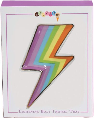 iscream Electric Rainbow Shaped 6.75" x 3.38" Gold Accent Ceramic Trinket Tray in Saudi Arabia