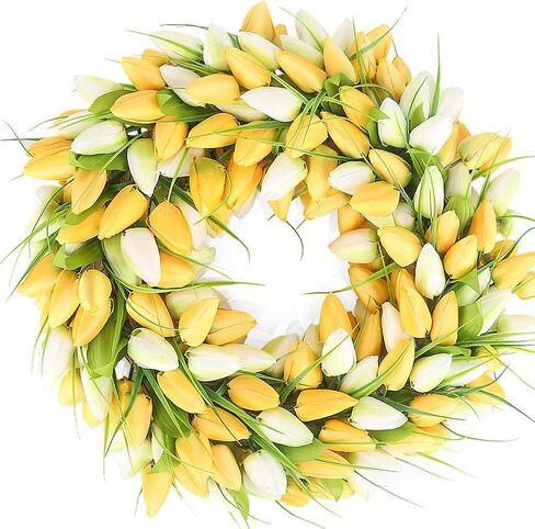 BOMAROLAN Tulip Wreath 20 Inch for Front Door Summer Fall Large Wreaths Springtime All Year Around for Outdoor Door Indoor Wall Or Window Décor Festival decoration in Saudi Arabia