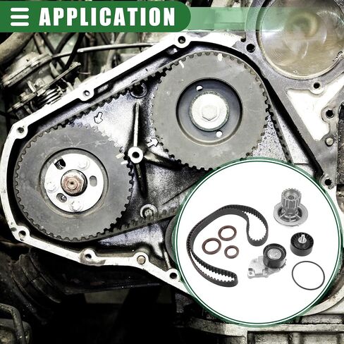 حزام توقيت المحرك Motoforti مع مضخة مياه، مضخة مياه حزام التوقيت، لسيارة شيفروليه أفيو 2004-2008، مطاط معدني، أسود، مجموعة واحدة in Saudi Arabia