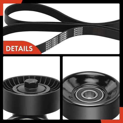 A-Premium Engine Serpentine Belt Drive Kit with Tensioner, Idler Pulley & Bolt Compatible with Ford Ranger 1997-2006, Mazda B3000 1997-2006 - OHV V6 3.0L, Replace# 3L5E6B209AA, 04536154AB in Saudi Arabia
