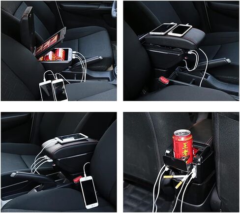 With 7 USB Car Center Console Armrest Compatible with Honda Fit/Jazz Hatchback 2009 2010 2011 2012 2012 2013 in Saudi Arabia