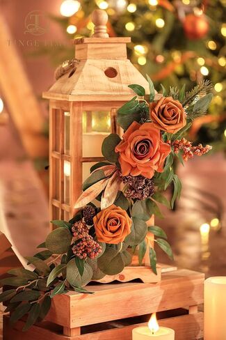 TINGE TIME 6FT Flower Garland Handmade Comes with Ribbon, Set of 3 Lantern Decorative Flowers for Wedding Aisle Decorations Chairs Table Centerpieces Arch Decor Fall Decor (Not Included Lanterns) in Saudi Arabia