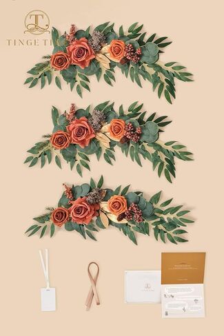 TINGE TIME 6FT Flower Garland Handmade Comes with Ribbon, Set of 3 Lantern Decorative Flowers for Wedding Aisle Decorations Chairs Table Centerpieces Arch Decor Fall Decor (Not Included Lanterns) in Saudi Arabia