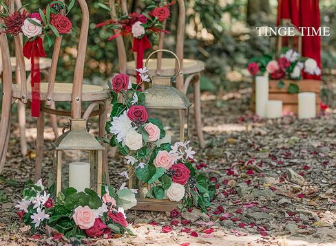 TINGE TIME 6FT Flower Garland Handmade Comes with Ribbon, Set of 3 Lantern Decorative Flowers for Wedding Aisle Decorations Chairs Table Centerpieces Arch Decor Fall Decor (Not Included Lanterns) in Saudi Arabia