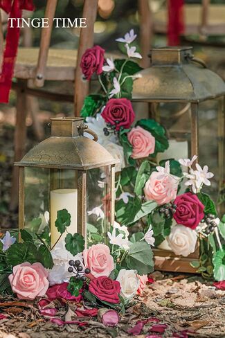 TINGE TIME 6FT Flower Garland Handmade Comes with Ribbon, Set of 3 Lantern Decorative Flowers for Wedding Aisle Decorations Chairs Table Centerpieces Arch Decor Fall Decor (Not Included Lanterns) in Saudi Arabia