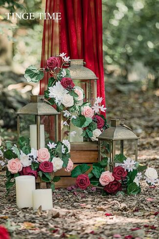 TINGE TIME 6FT Flower Garland Handmade Comes with Ribbon, Set of 3 Lantern Decorative Flowers for Wedding Aisle Decorations Chairs Table Centerpieces Arch Decor Fall Decor (Not Included Lanterns) in Saudi Arabia