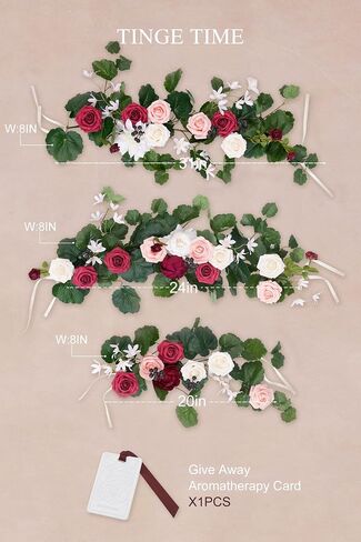 TINGE TIME 6FT Flower Garland Handmade Comes with Ribbon, Set of 3 Lantern Decorative Flowers for Wedding Aisle Decorations Chairs Table Centerpieces Arch Decor Fall Decor (Not Included Lanterns) in Saudi Arabia