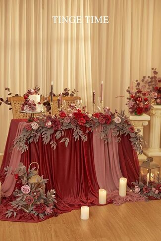 TINGE TIME 6FT Flower Garland Handmade Comes with Ribbon, Set of 3 Lantern Decorative Flowers for Wedding Aisle Decorations Chairs Table Centerpieces Arch Decor Fall Decor (Not Included Lanterns) in Saudi Arabia