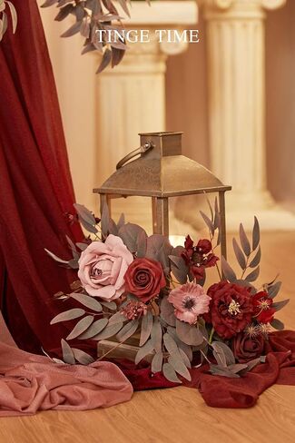 TINGE TIME 6FT Flower Garland Handmade Comes with Ribbon, Set of 3 Lantern Decorative Flowers for Wedding Aisle Decorations Chairs Table Centerpieces Arch Decor Fall Decor (Not Included Lanterns) in Saudi Arabia