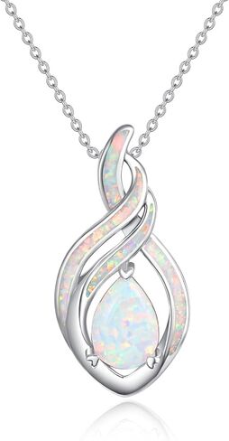 Opal Necklace Sterling Silver Opal Pendant Necklaces for Women Infinity Necklace October Birthstone Jewelry Wedding Birthday Gifts for Girlfriend Her in Saudi Arabia