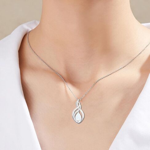 Opal Necklace Sterling Silver Opal Pendant Necklaces for Women Infinity Necklace October Birthstone Jewelry Wedding Birthday Gifts for Girlfriend Her in Saudi Arabia