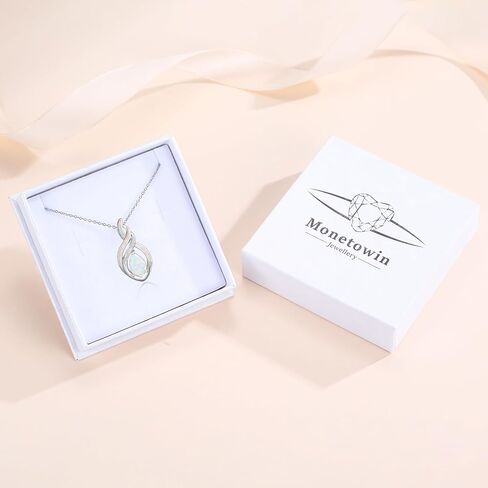 Opal Necklace Sterling Silver Opal Pendant Necklaces for Women Infinity Necklace October Birthstone Jewelry Wedding Birthday Gifts for Girlfriend Her in Saudi Arabia