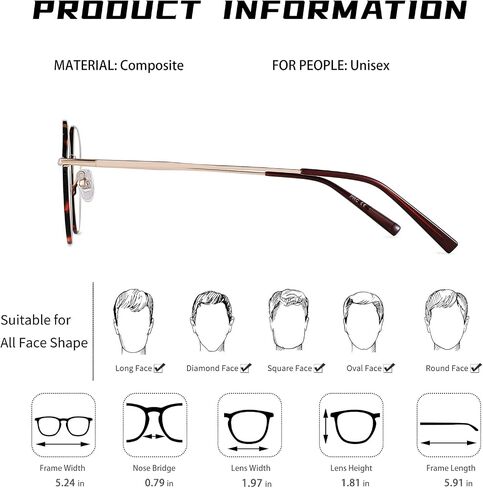 Pro Acme Glasses Eyewear Frame Round Non-Prescription Clear Lens Metal Circle Fake Eyeglasses in Saudi Arabia