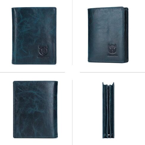 BULLCAPTAIN RFID Blocking Bifold Wallet For Men Genuine Leather Extra Capacity Mens Bifold Wallet With Widening Design QB027 in Kuwait