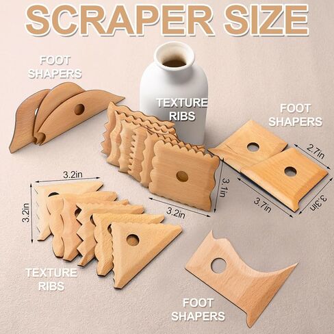 GlikCeil 12 Pcs Pottery Ribs Pottery Tools Pottery Foot Shaper Tools Pottery Trimming Tools Clay Texture Ribs Solid Beech Wood Pottery Ribs for Carving Clay Molds Clay Ceramics in Saudi Arabia