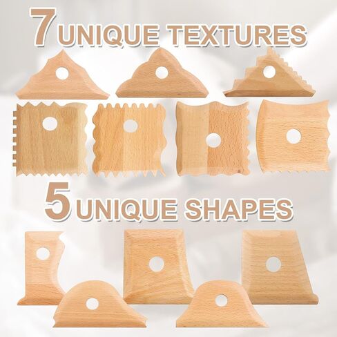 GlikCeil 12 Pcs Pottery Ribs Pottery Tools Pottery Foot Shaper Tools Pottery Trimming Tools Clay Texture Ribs Solid Beech Wood Pottery Ribs for Carving Clay Molds Clay Ceramics in Saudi Arabia