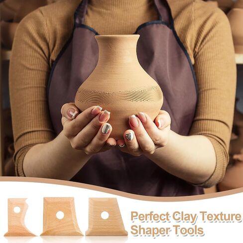 GlikCeil 12 Pcs Pottery Ribs Pottery Tools Pottery Foot Shaper Tools Pottery Trimming Tools Clay Texture Ribs Solid Beech Wood Pottery Ribs for Carving Clay Molds Clay Ceramics in Saudi Arabia
