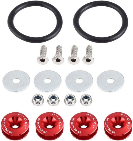 KIMISS Bumper Holder, Car Aluminium Alloy Bumper Washer/Bolt Engine Bay Dress Up Kit Quick Release Fastener (Red) in Saudi Arabia