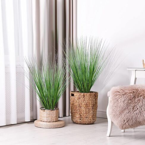 27" Artificial Plants Greenery Wheat Grass for Indoor Outdoor, UV Resistant Realistic Faux Fake Shrubs Plant Onion Grass for Home, Office, Living Room, Garden, Patio(6-Pack) in Kuwait